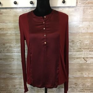 NWT Lucky deep red long sleeve blouse size small